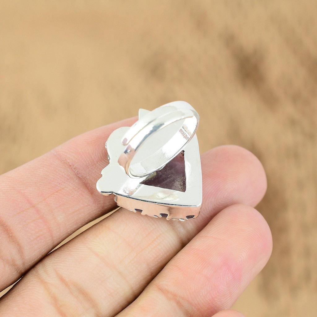 Подарок для нее Серебро 925 пробы Натуральный звездчатый аметист Мульти камень Цветок Регулируемое кольцо