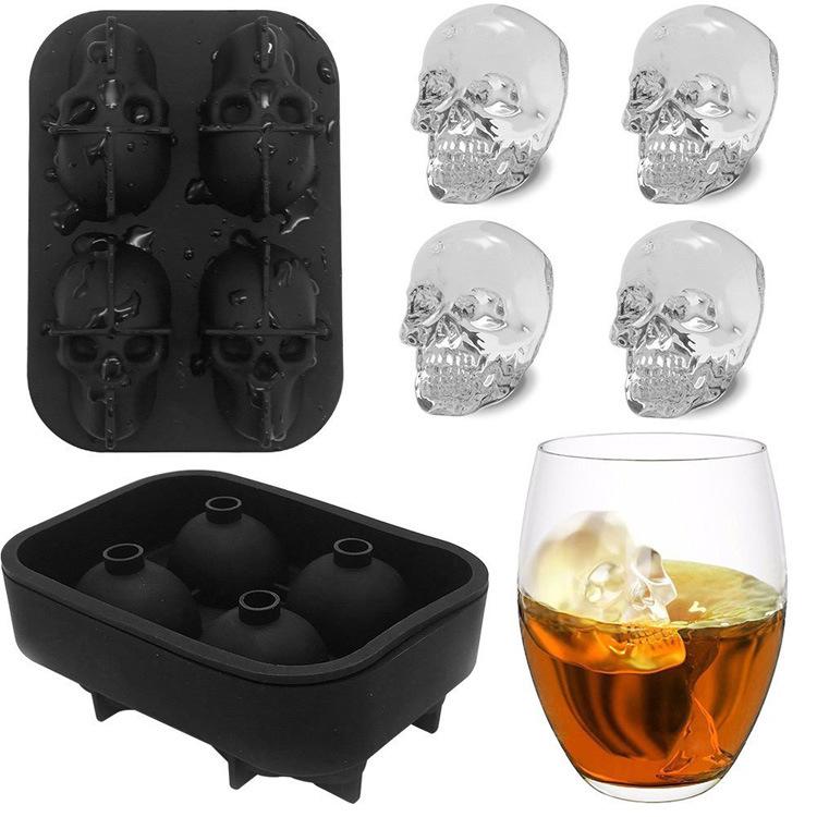 Creative Gun Bullet Skull Shape Ice Cube Maker DIY Ice Cube Tray Chocolate Mold Home Bar Party Cool Whiskey Wine Ice Cream Tool ARI
