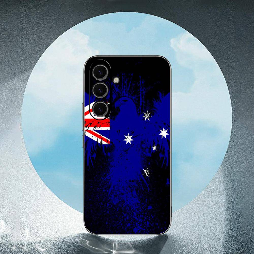 Australian Flag Luxury Black Phone Case For Samsung Galaxy S23 S24 S25 Ultra S22 Plus S21