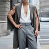 Oversized Men Lapel Sleeveless Striped Patchwork Layers Thin Blazer Casual Long Coats
