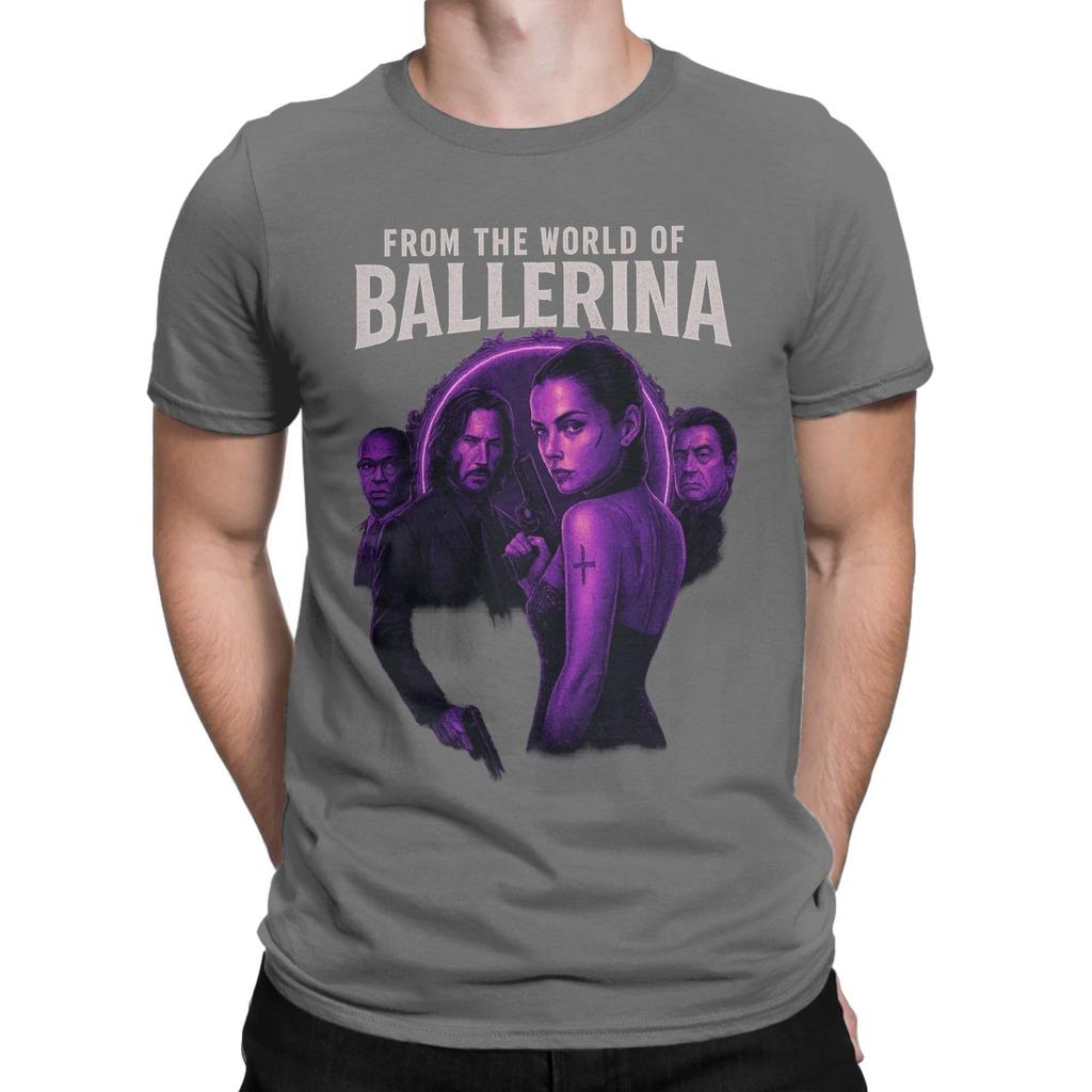From the World of John Wick Ballerina 2025 Movie T Shirt Summer Harajuku T Shirts Men 100 Cotton ONeck Plus Size Top Tees Top
