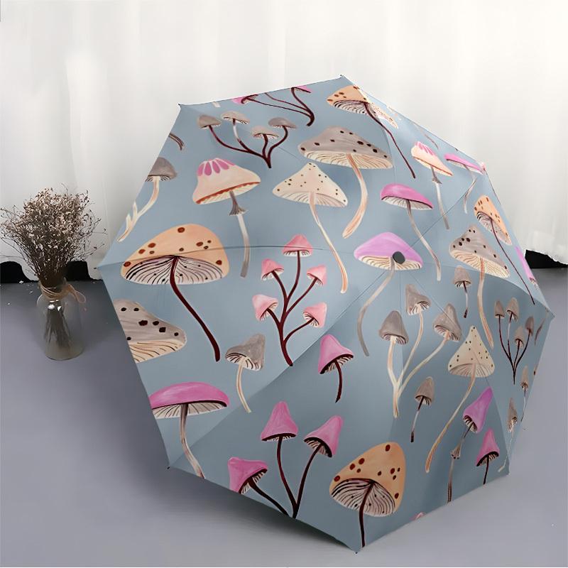 1pc Mushroom Pattern Automatic Open/close Folding Umbrella, Compact Portable Travel Umbrella, Durable Construction yy251230142