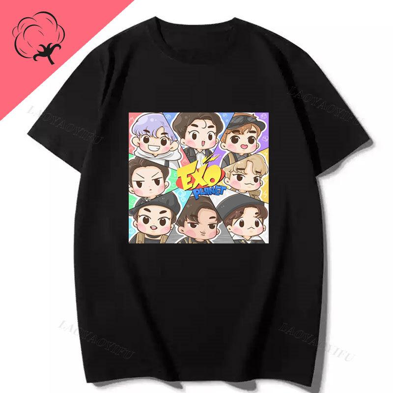Camiseta Kpop Exo Baekhyun Tshirt 100 Cotton Short Sleeve Korean Reviews Unisexy Girls Essential Clothes Unisex Tshirts