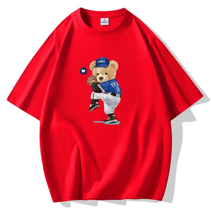 Футболка Baseball Bear Men с короткими рукавами, свободная, 100% хлопок, повседневная, размер S-5XL