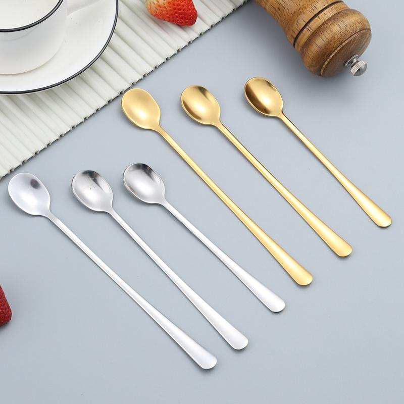 Чай Кофе Суп Ложка Для Еды Смешивания Помешивания Длинная Ручка Чайная Ложка Ложка Коктейль Мороженое Мед Ложки Кухонные Приборы