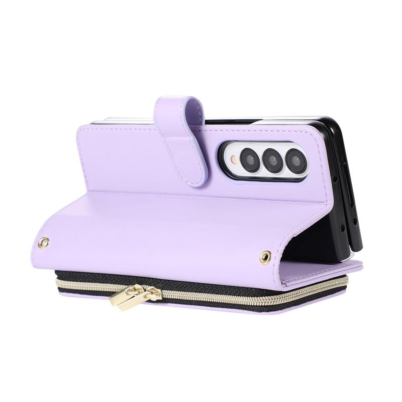 For Samsung Z Fold 5 Cover Phone Case Leather Card Slot Case, for Galaxy Fold 4/Fold 6/Fold 7 Zipper Flip case Pouch