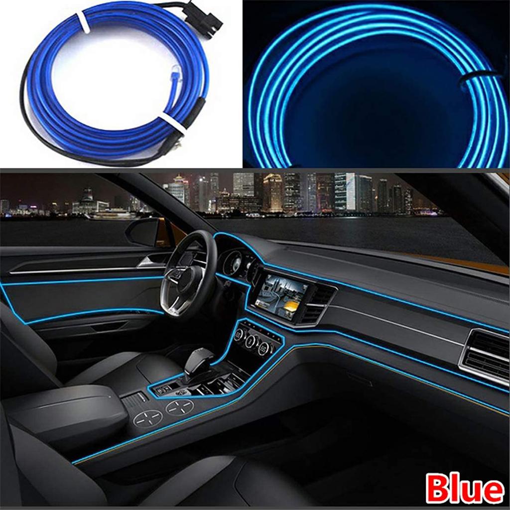 5M Car Interior Accessories Atmosphere Lamp EL Cold Light Line With USB DIY Decorative Dashboard Console Auto LED Ambient Lights