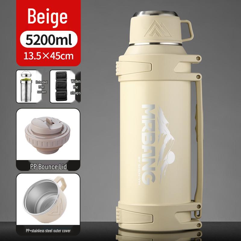 316 Stainless Steel Thermos Flask - Large Capacity, Portable Hot Water Bottle for Men and Women, Ideal for Construction Site or Home Use.