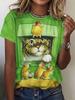 Летний топ с круглым вырезом, 3D-принтом с забавными мультяшными животными, модные повседневные женские футболки с коротким рукавом