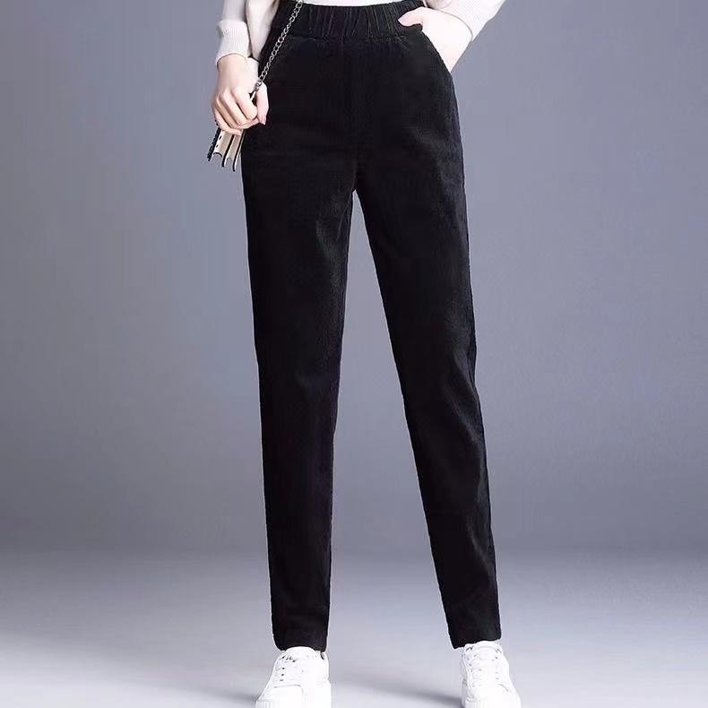 Женские шерстяные брюки, зимние толстые теплые кашемировые брюки, вельветовые женские однотонные свободные брюки