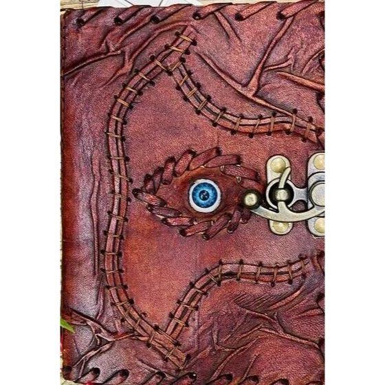 Hocus Pocus Eye Leather Journal Vintage Antique Deckle Edge Sketchbook