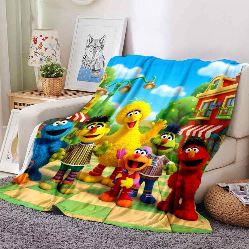 Sesame Street Theme Printed Blanket - Perfect for Couch, Bed, Travel & Outdoor Use | Machine Washable, Cozy & Durable.