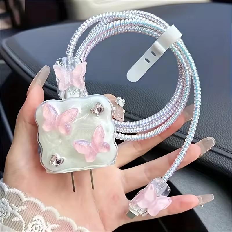 Xiaomi 5pcs/1set Butterfly Charger Protective Case For iPhone 18W/20W Fast Charging Cable Data Anti-break Charger Protective Rope