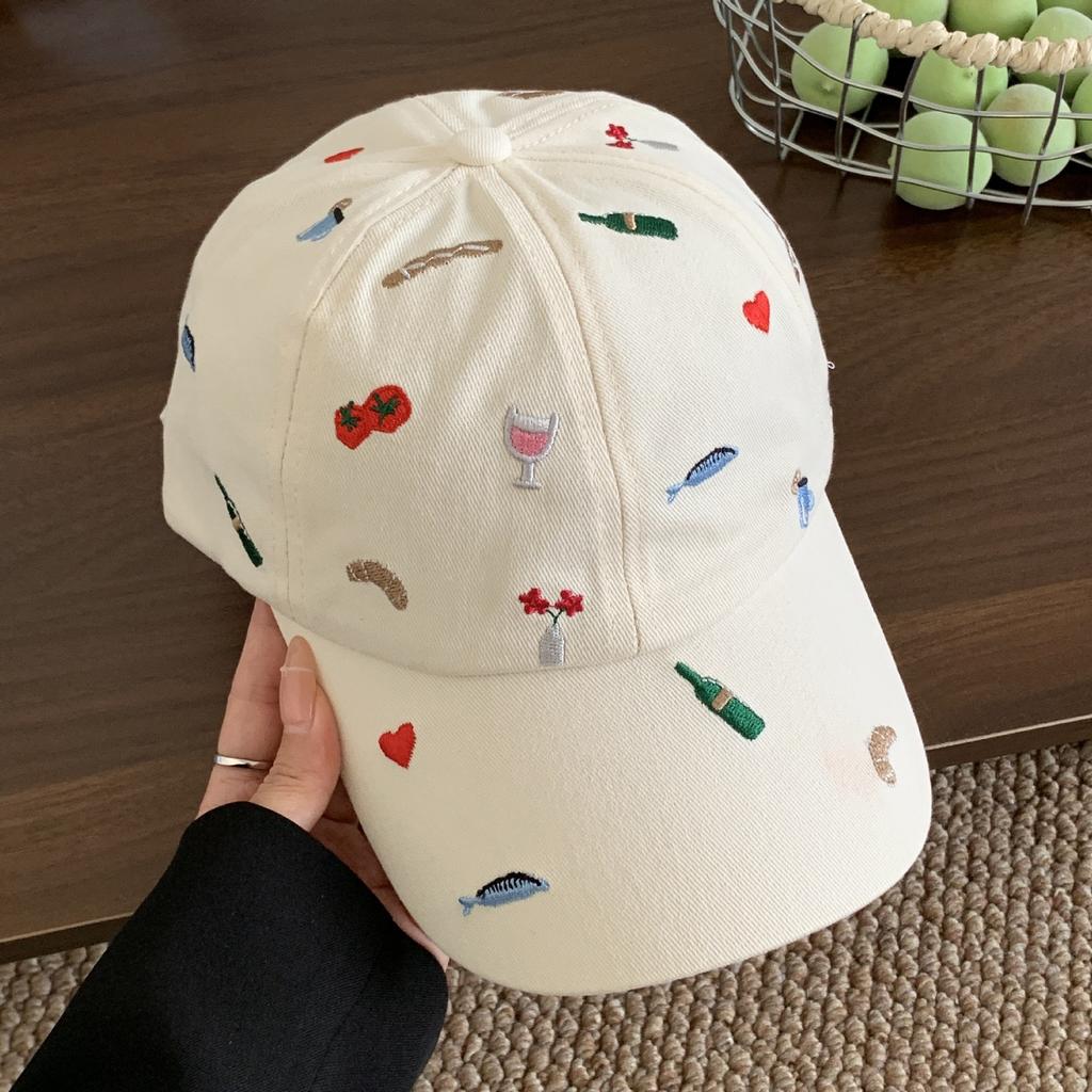 Cute Hats Japanese Sweet Style Retro Embroidered Baseball Cap Versatile Women's Baseball Cap Casual Sunshade Sun Protection Cap