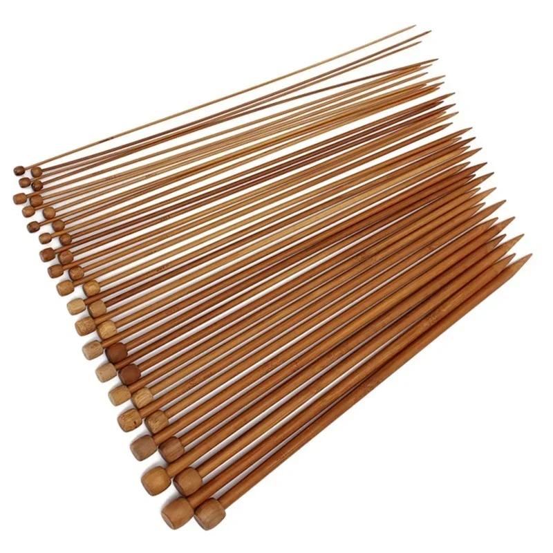 36PCS 18 Size Carbonized Bamboo Crochet Single Pointed Knitting Needles Sweater Needle with A Full Set of Beads