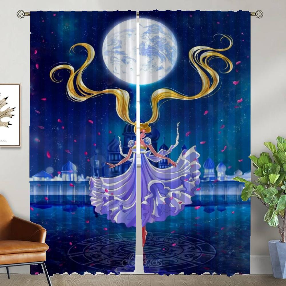 Тюль Sailor-Moons для спальни, затемняющие шторы, 2 шт., современные шторы для гостиной, жалюзи, оконные шторы, украшения на Хэллоуин