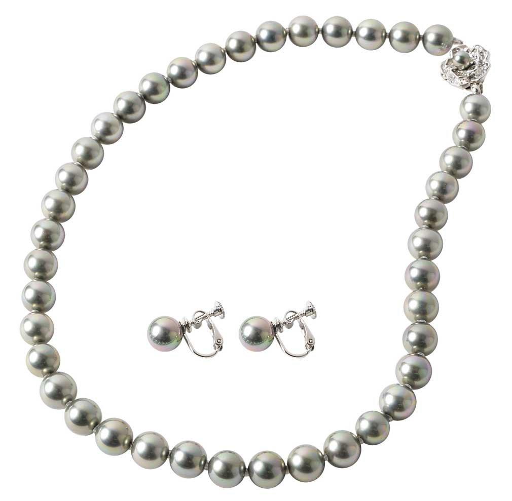 Жемчужное ожерелье в виде цветка Большое жемчужное ожерелье из жемчужных сережек Жемчужина Свадебные аксессуары для выпускного, церемонии вступления Цветок 42 см 45 см Белый Серый