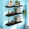 2Pcs/Set Wooden Floating Shelves Wall Mounted Storage Display Shelves Rustic Floating Wall Shelves for Bathroom Bedroom Living Room Kitchen Decor