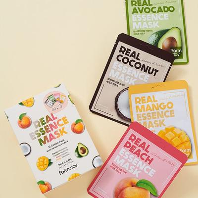 Real Essence Mask 12 Combo Pack (Coconut, Avocado, Peach, Mango) + RANDOM GIFT