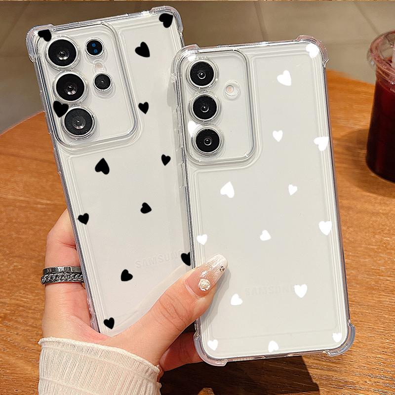 Чехол для телефона с узором в виде маленьких сердечек для Samsung Galaxy S26 S25 S24 S23 Ultra S22 Plus S21 S24 S25 FE, прозрачный, противоударный, мягкий