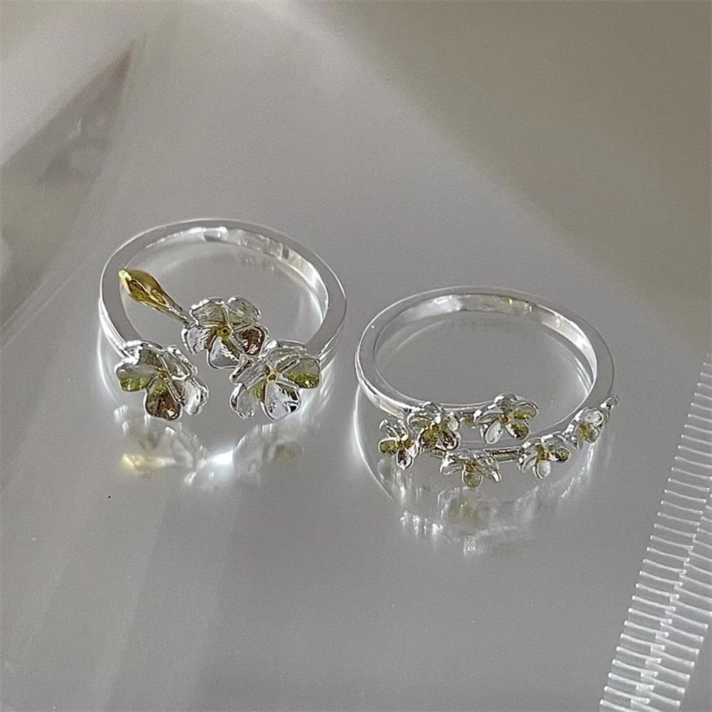 2pcs Adjustable Finger Rings Crystal Jewelry Accessories Korean Opening Ring Women