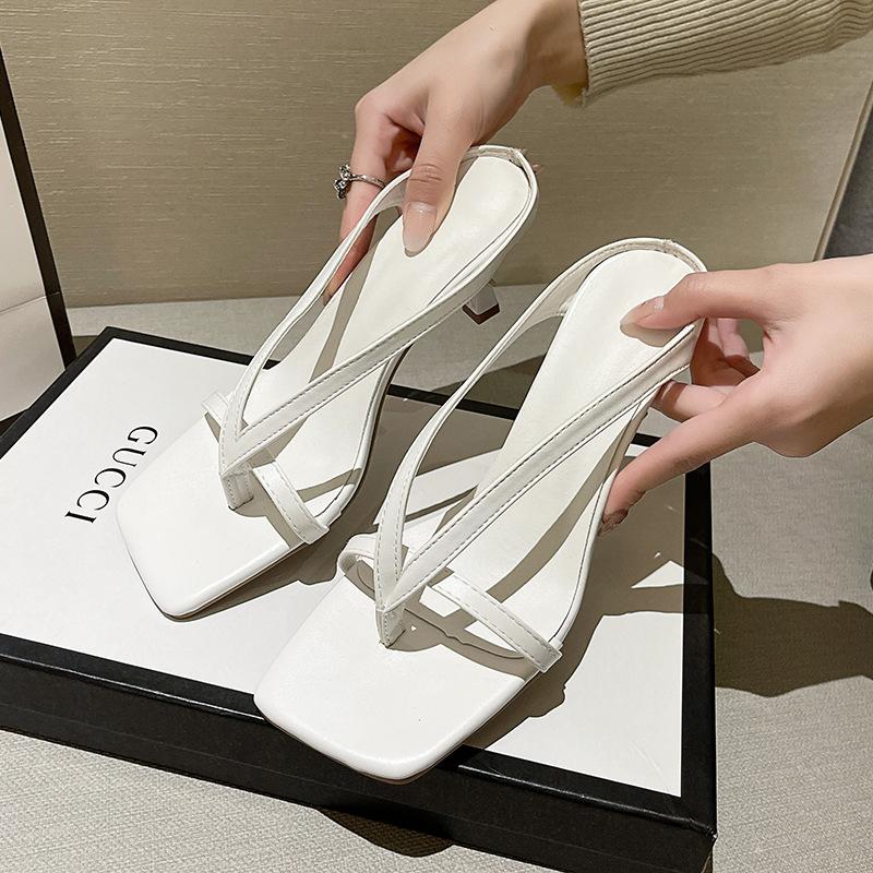 Модные женские летние тапочки 2024 года, однотонные туфли на высоком каблуке, повседневные туфли, шлепанцы, женские тапочки, розовые босоножки, Pantuflas De Mujer