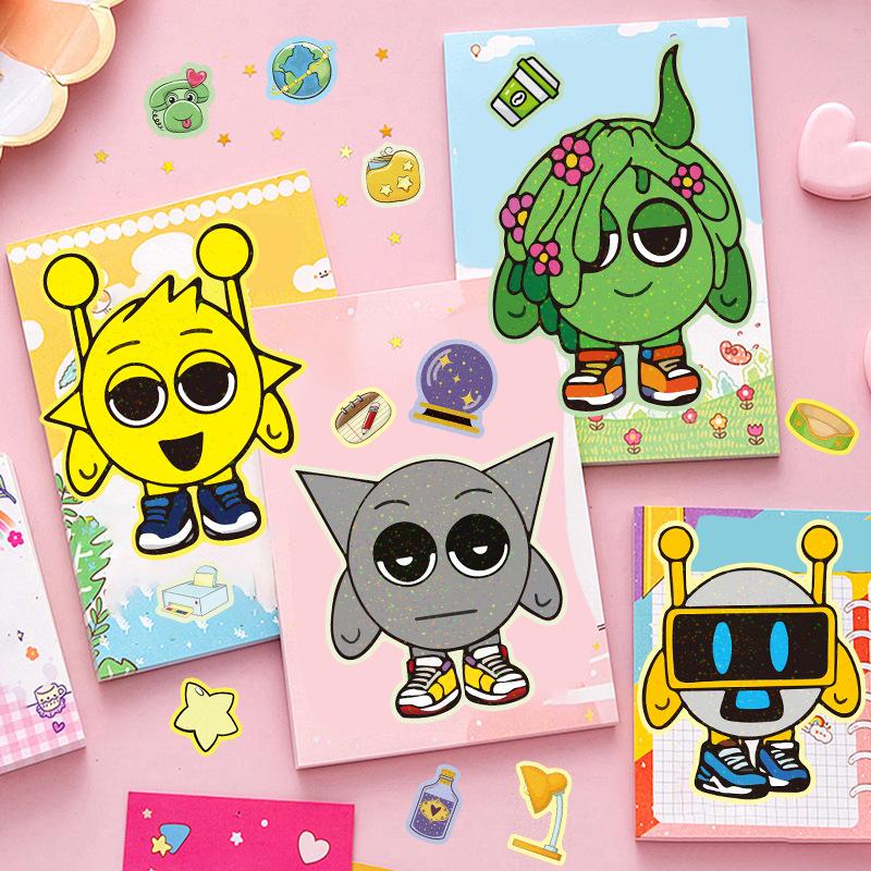Hot Sale Cartoon Laser Film Rhythm Stickers for Kids' DIY Dress-up Fun