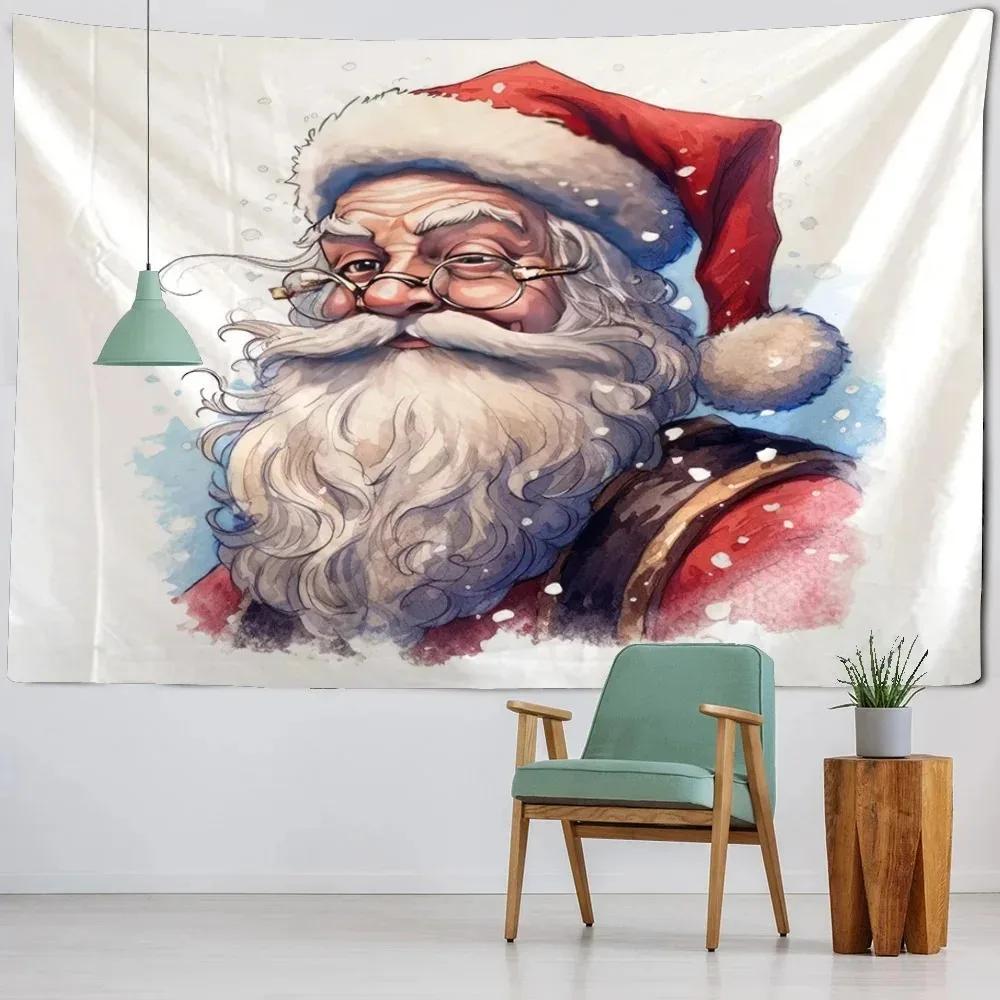 Рождественская тема гобелен фон ткань Санта-Клаус узор подвесная ткань семейная гостиная комната настенное украшение