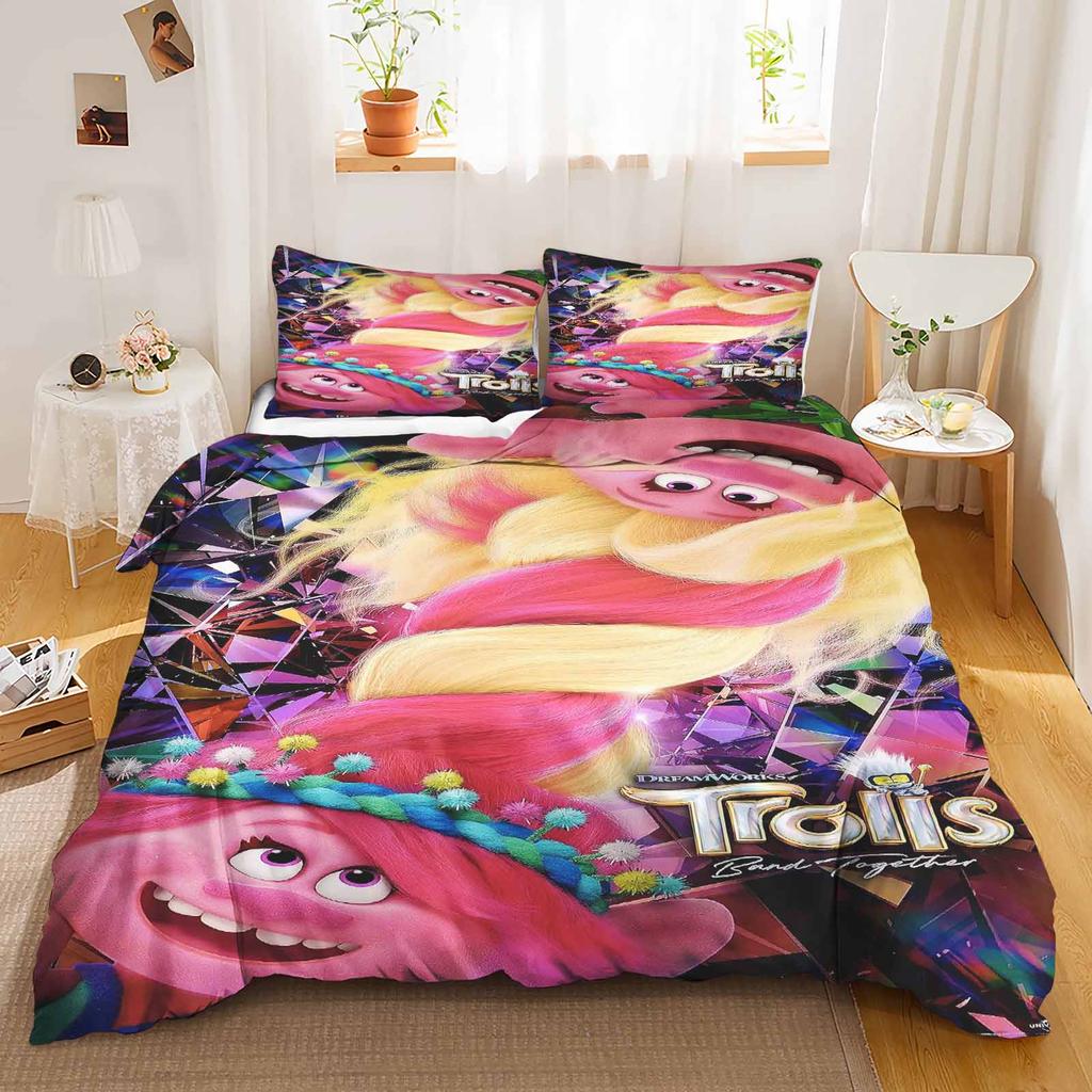 Комплект постельного белья «Тролли» Одеяло Постельное белье 3D Детский комплект постельного белья 3 предмета 1 Пододеяльник Кинг-сайз