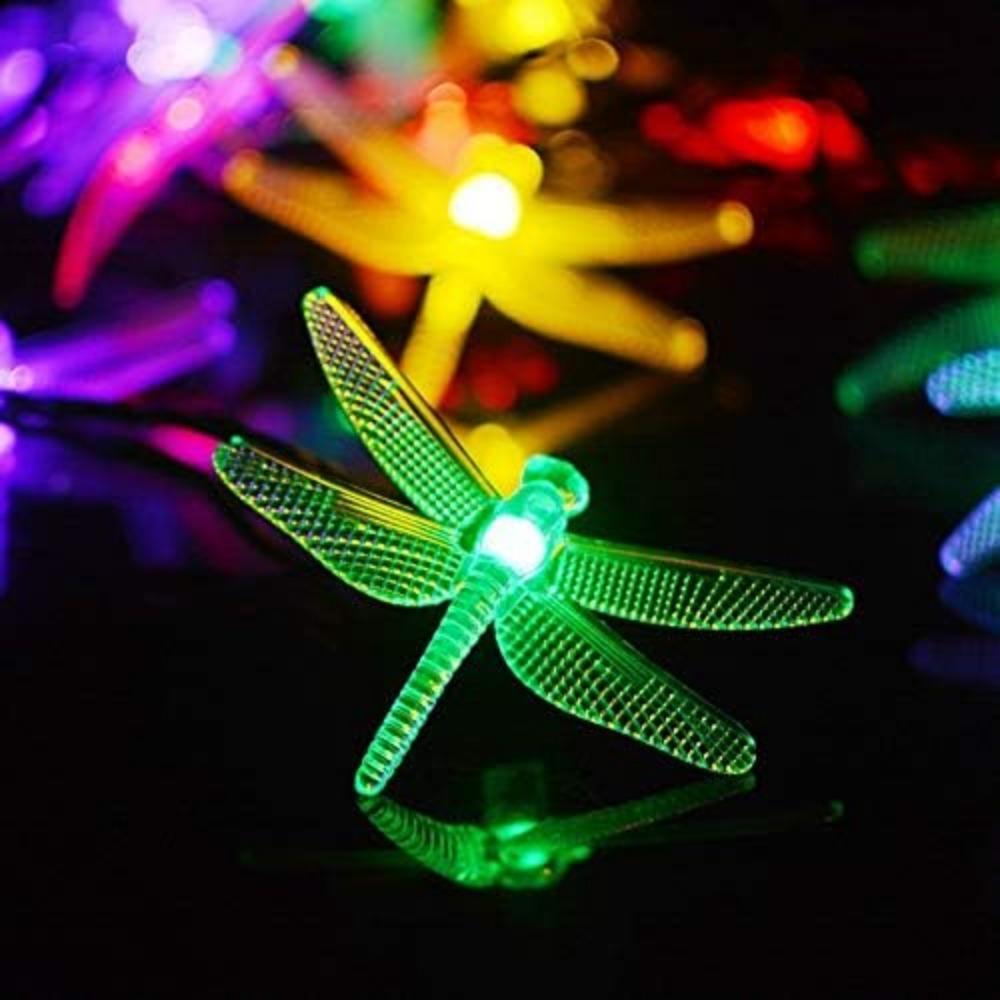 Solar Dragonfly String Light 50LED Garden Stake Lights Waterproof Outdoor Twinkle Fairy Lights for Trees Patio Fence Christmas Decor