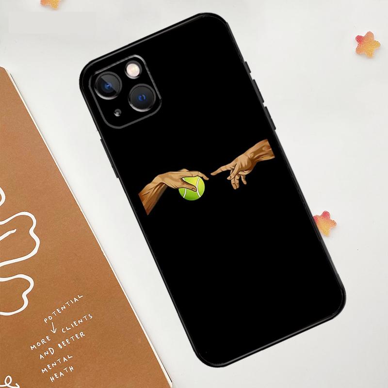 Чехол для iPhone 15 16 14 13 12 11 Pro Max Mini XR 15 16 Plus 16e с рисунком теннисного мяча и ракеток Защитная крышка