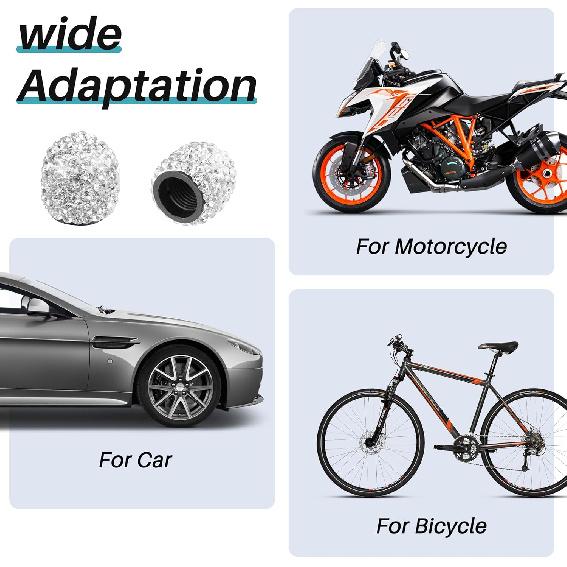 12 Pcs Tire Valve Stem Caps, Crystal Rhinestone Tire Valve Caps, Dustproof Tire Air Cap, Bling Car Tire Caps for SUVs, Bicycles, Trucks and