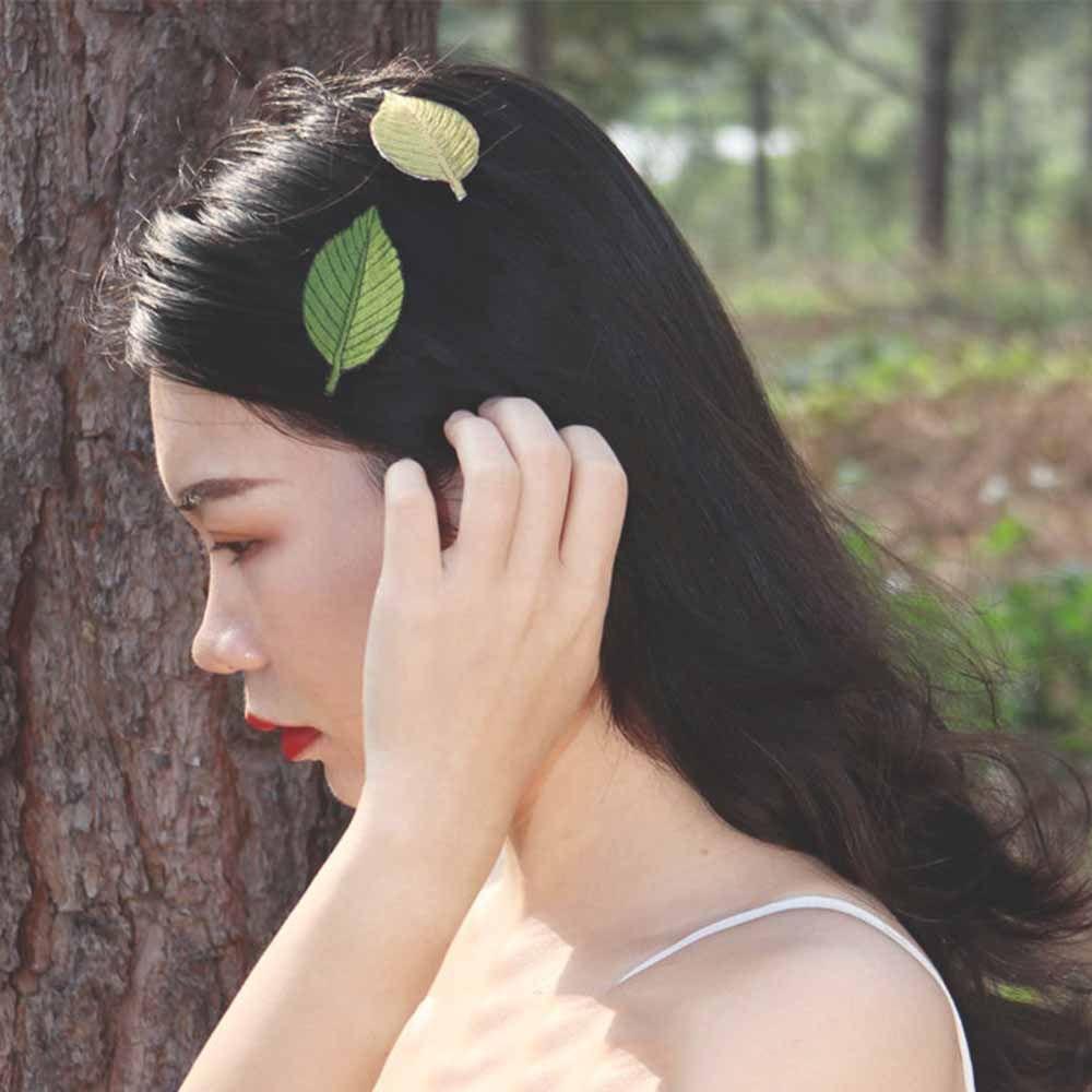 Kids Side Clip Girls Hair Holder Leaf Hair Clip Women's Hairpin Korean Style Knitted Barrette