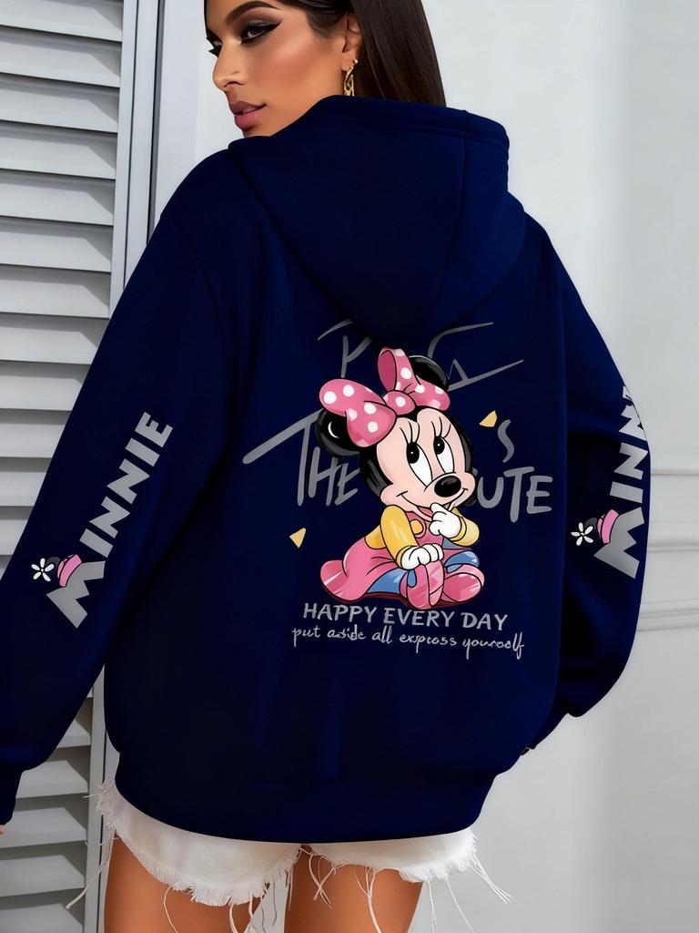 Винтажный пуловер оверсайз с принтом Минни Маус Дисней Женский Мужской Повседневная толстовка Уличная мода Топы Весна Осень Мода