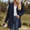 Women's Fashion Casual Solid Color Print Autumn Winter Long Sleeve Cardigans
