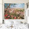 Rose Garden Pattern Oil Painting Style Hanging Cloth Home Wall Decoration Tapestry Bedroom Living Room Tapestry