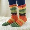 Autumn and Winter Colorful Patchwork Knitted Floor Socks, Warm Fashionable Comfortable Breathable Mid-calf Socks, Women's Socks with Stockings