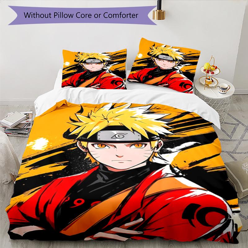 3pcs N-Narutos (4) Design Cover Set - HD Printed Bedding with 1 Cover and 2 Pillowcases - Perfect for Home and Dorm Decor