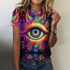 Fashions Women‘S T-Shirts Round Neck Short Sleeve Pullover T-Shirt Colorful High Level Paintings Top Summer Oversized Streetwear