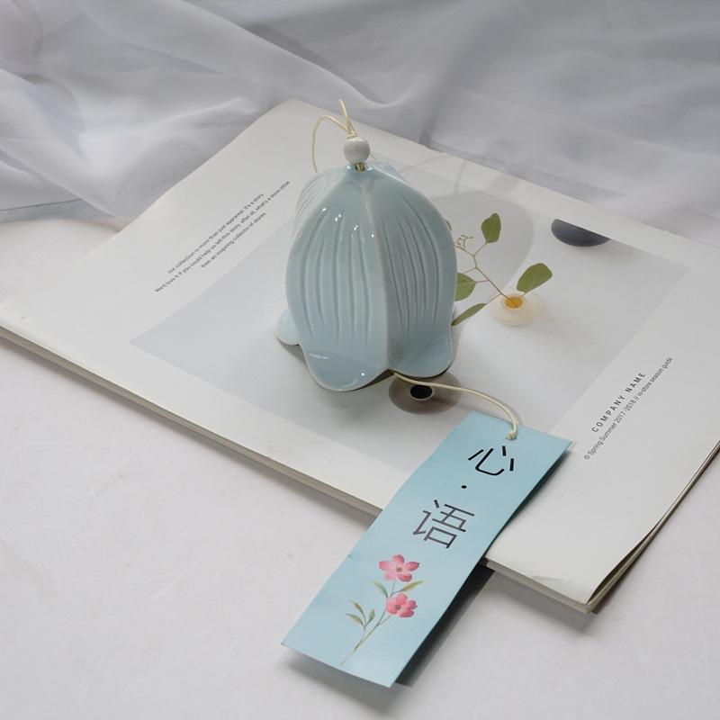 Подвесной колокольчик в японском стиле, тюльпан, керамический колокольчик, цветущая вишня, подвеска ручной работы, украшение для сада