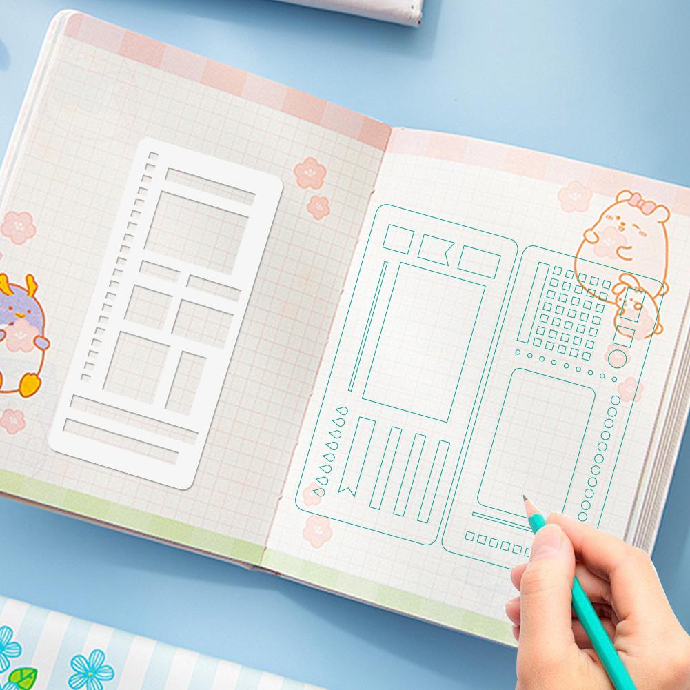 Гибкий шаблон для записи с шаблонами точечной сетки, трафареты для планировщика, многоразовый набор трафаретов ручной работы для коробок, линий и ежедневного планирования