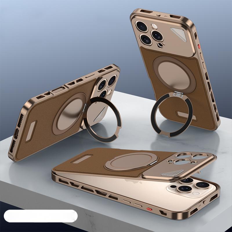 Роскошный чехол-подставка с магнитным покрытием для iPhone 16 Plus 15 14 Pro Max 13, кожаный противоударный чехол для телефона с беспроводной зарядкой MagSafe