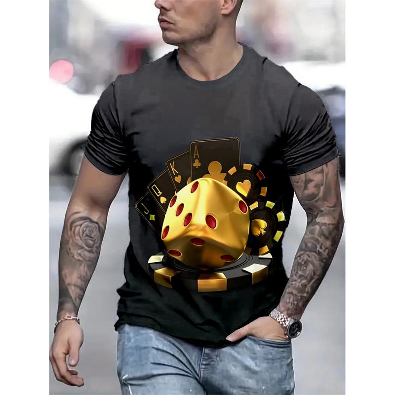 Playing Card Pattern T-Shirt For Men Poker 3D Printed Short Sleeve Summer Fashion Casual Tees Streetwear Loose O-Neck T Shirts