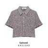 Spring 2025 Women's Plaid Short Sleeve Turn-Down Collar Shirt - European & American Style Fashion