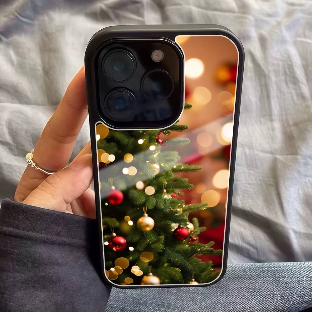 Модный Чехол для Телефона с Рисунком Елки в Стиле Ins Для IPhone17 16 15 14 13 12 11 Pro Max Глянцевая Жесткая PC Крышка HD