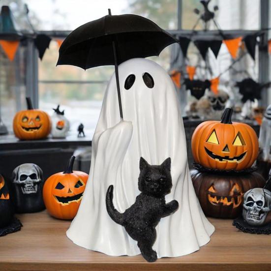 Halloween Ghost Statue Mini Resin Figurine Adorable Shape Funny Spooky Statue Festival Party Decoration