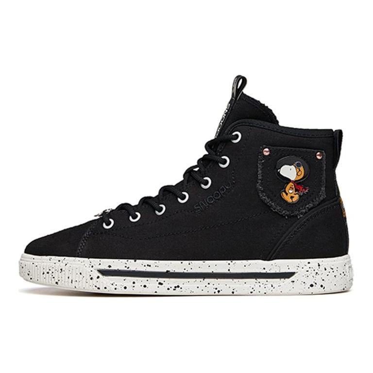 SNOOPY x Anta Канвасные Высокие Скейтбордические Ботинки Женские Черные 922138604-2