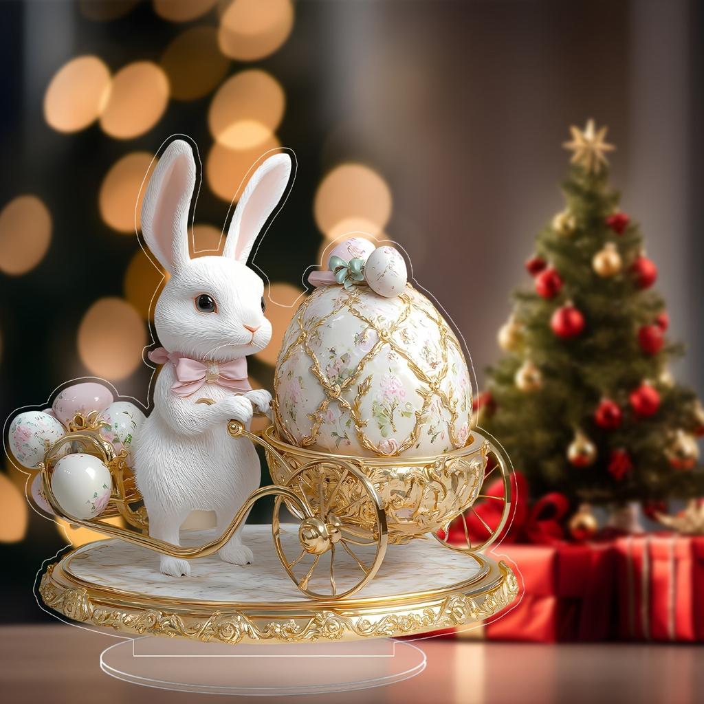 2D плоский акрил 1Ретро стиль Кристалл Пасхальный кролик Украшение Пасхальное украшение Кролик Украшение Пасхальный весенний декор Подарок