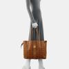[Pre-Owned] Liz Medium Cognac Coated Canvas Printed Tote Bag With Gold Hardware And Pouch - Very Good #1XT5EYY