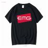 EMG Pickups Логотип гитар Мужская черная футболка Размер от S до 3XL винтажный Стиранный мужская Стильная Мягкая Слегка графичная Эластичная Унисекс